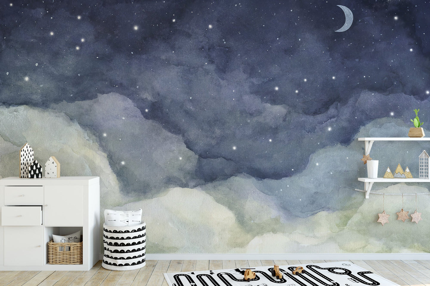 Celestial Stardust Veil wallpaper for nurseries