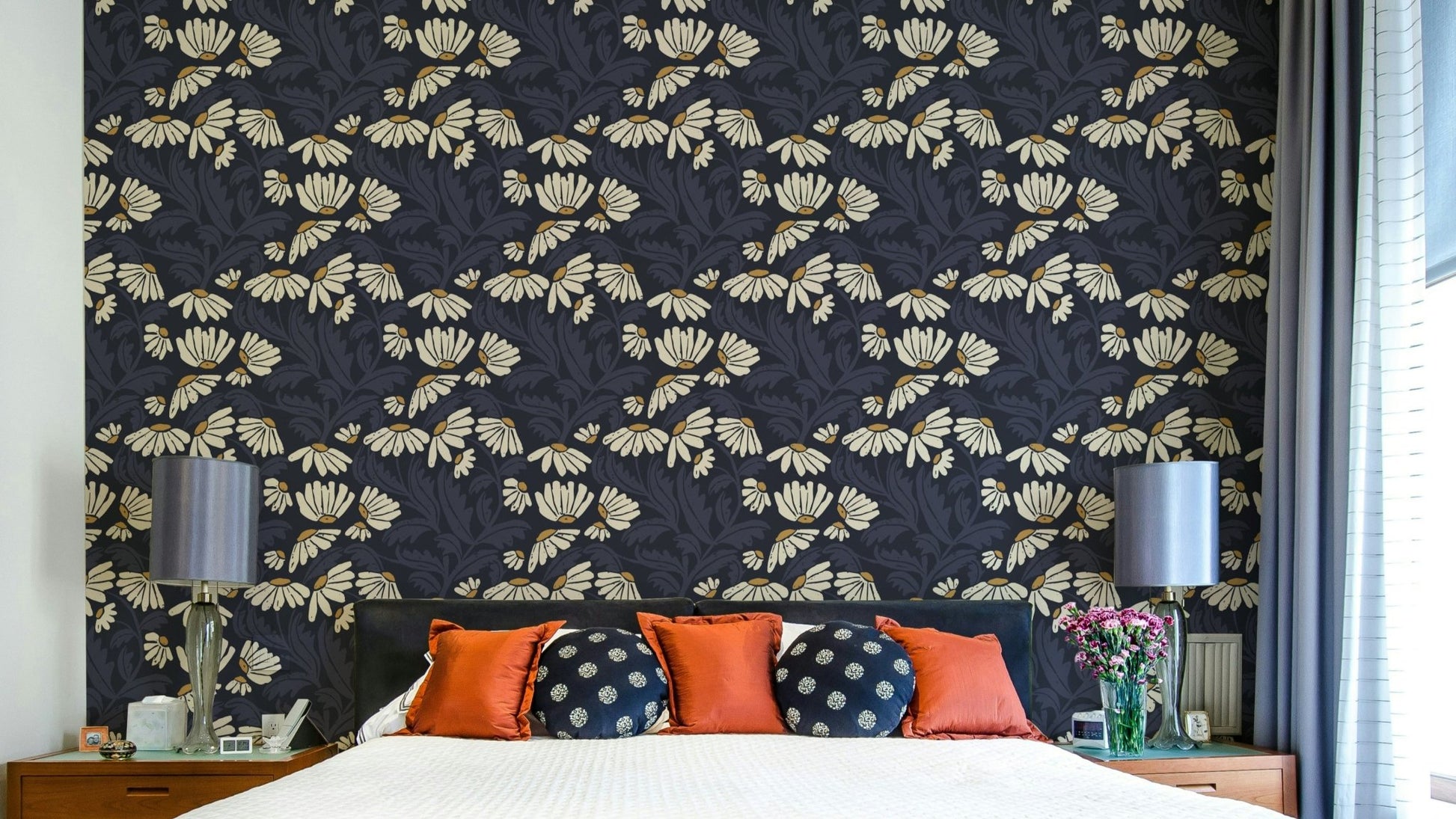 Soft white daisies on a gentle starlight background

