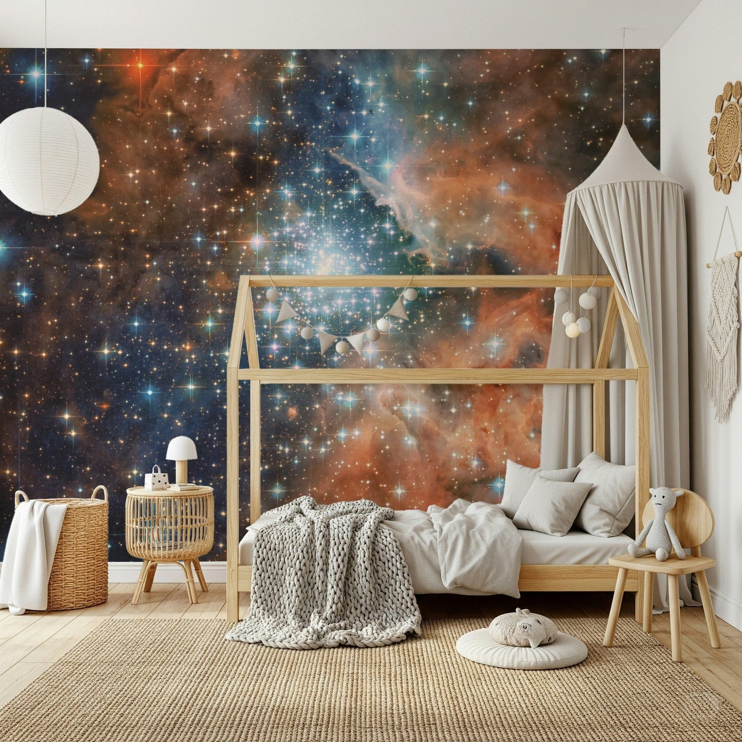 Contemporary dining space with constellation wallpaper mural Starlight Vista Wall Mural, GD7656