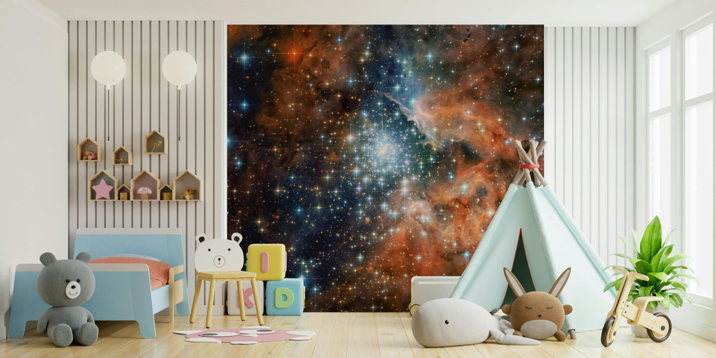 Starlight Vista Wall Mural midnight sky backdrop for a hallway wallpaper mural, GD7656