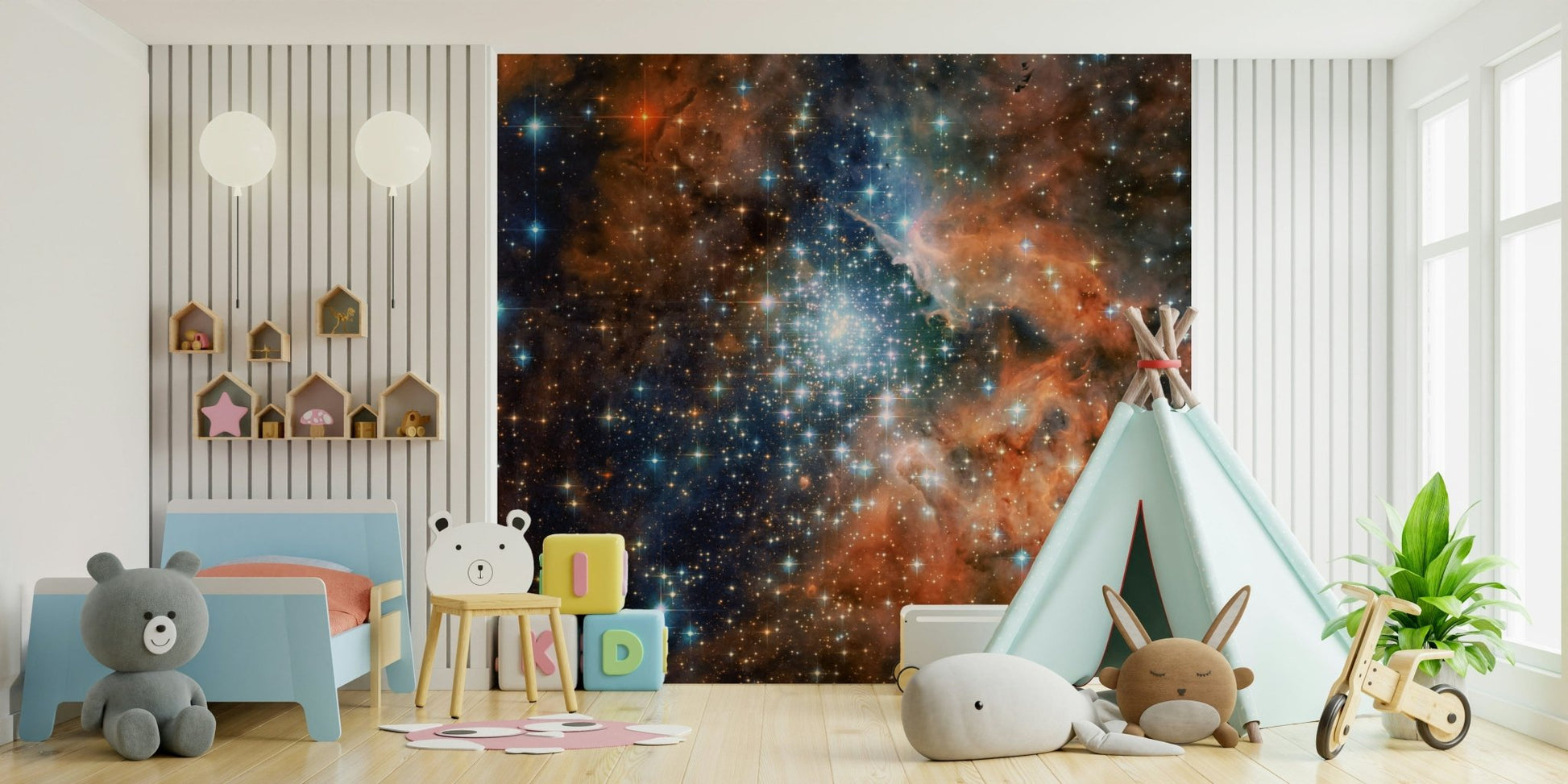 Starlight Vista Wall Mural midnight sky backdrop for a hallway wallpaper mural, GD7656