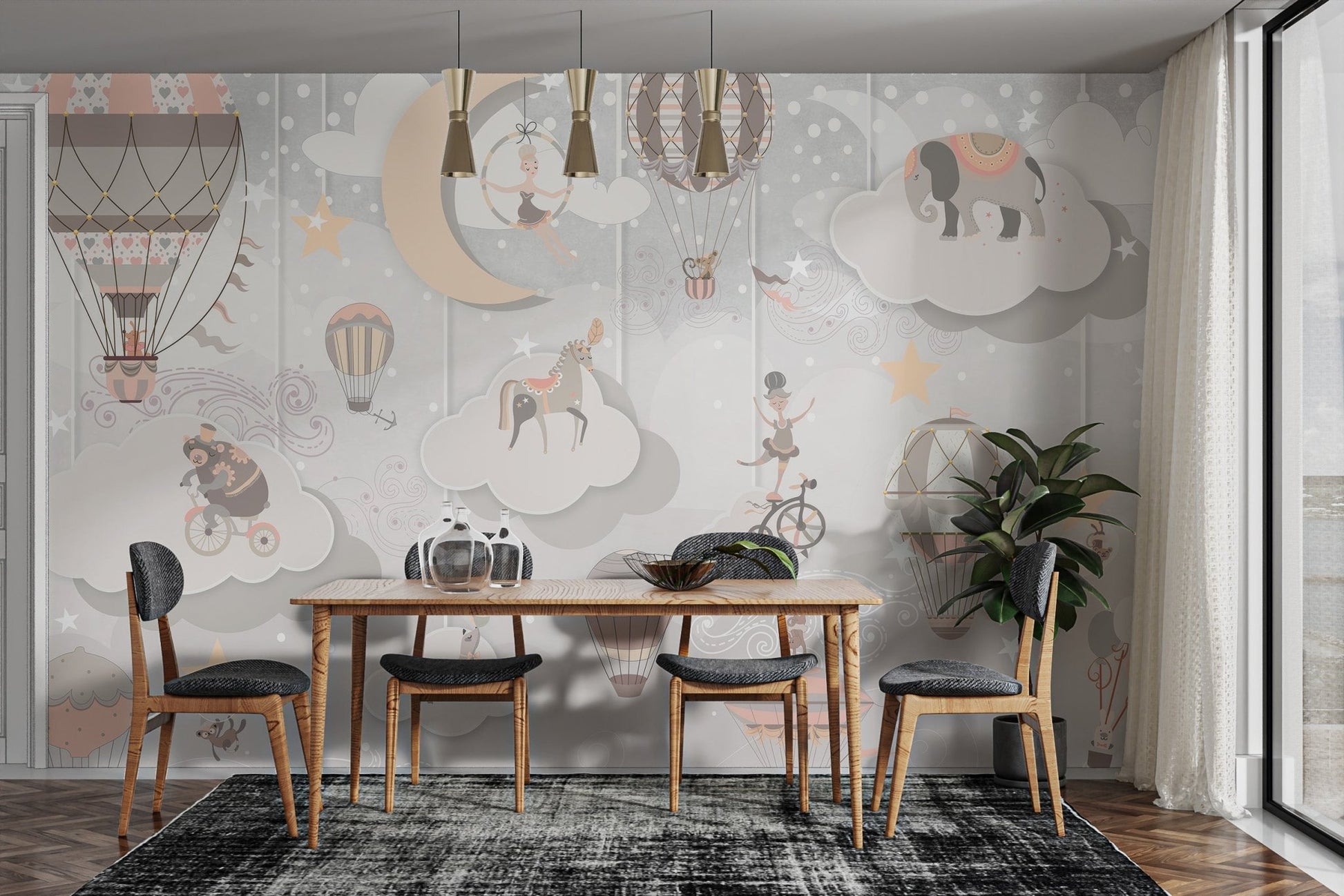 Dynamic circus wall art with stars and charm C176
