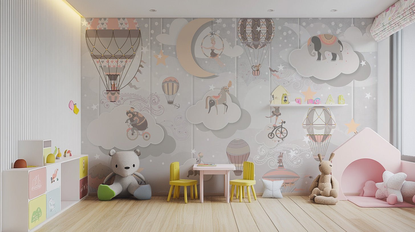 Whimsical starry circus wall mural design C176