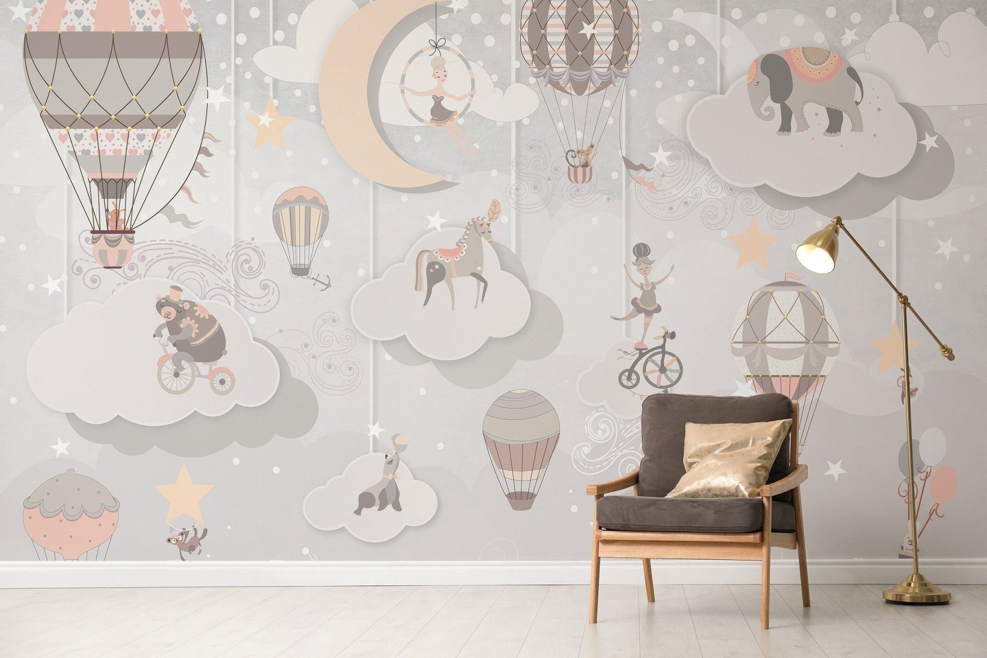 Decorative mural featuring a starry circus theme C176