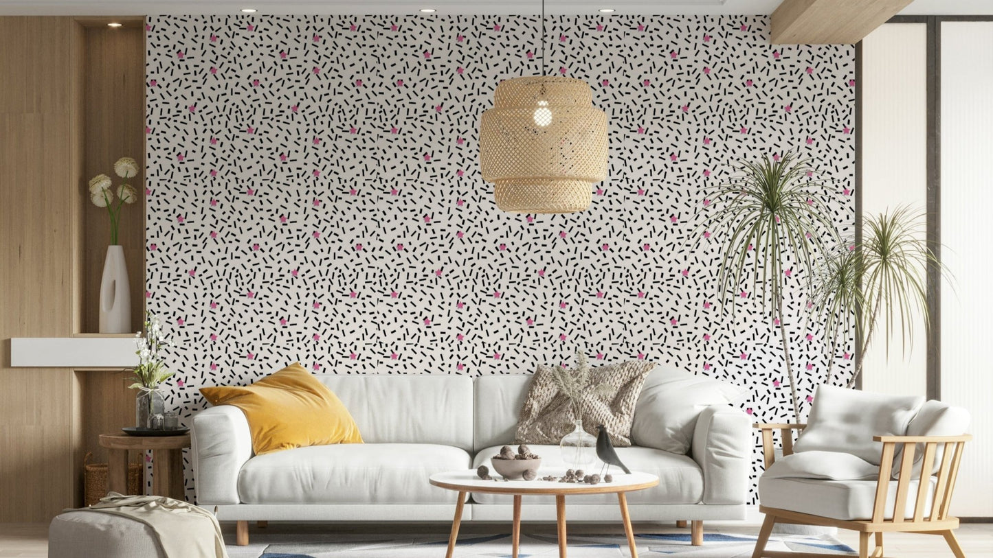 Mural wallpaper of a starry confetti splash design

