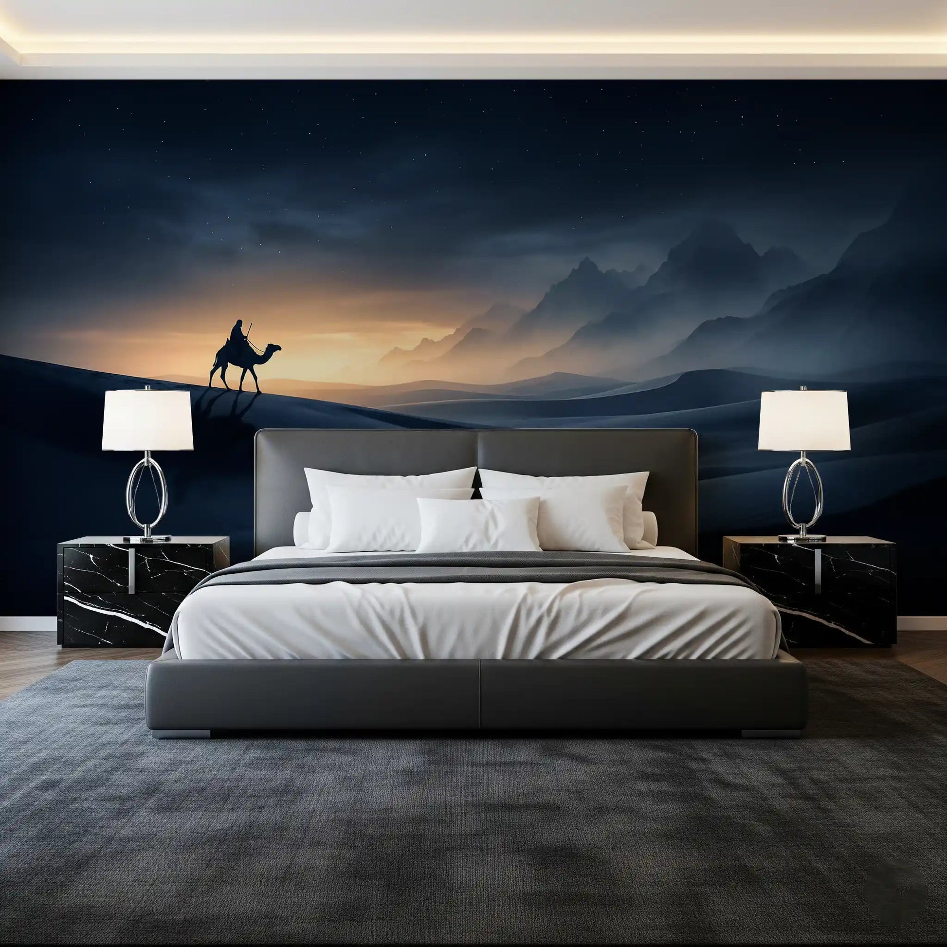 Stars dot the indigo sky overhead in this dune odyssey wall mural.GD9591
