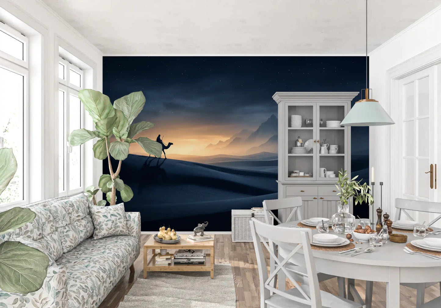 Stars and dunes wrap a Dining room together inside this odyssey wall mural.GD9591