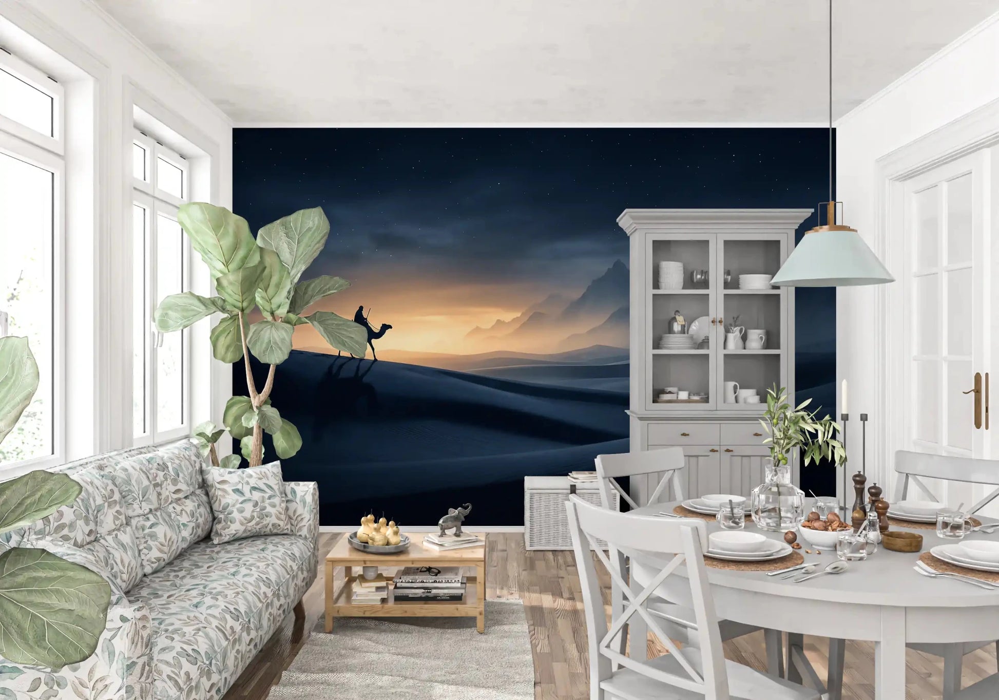 Stars and dunes wrap a Dining room together inside this odyssey wall mural.GD9591