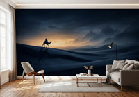 From a relaxed living room, this starry dune wall mural feels like a quiet film moment.GD9591