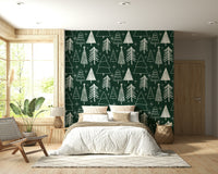 Stylish Starry Evergreen wallpaper for walls for modern holiday interiors.