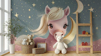 Peel-and-stick Starry Night Lullaby Pony mural for easy decor

