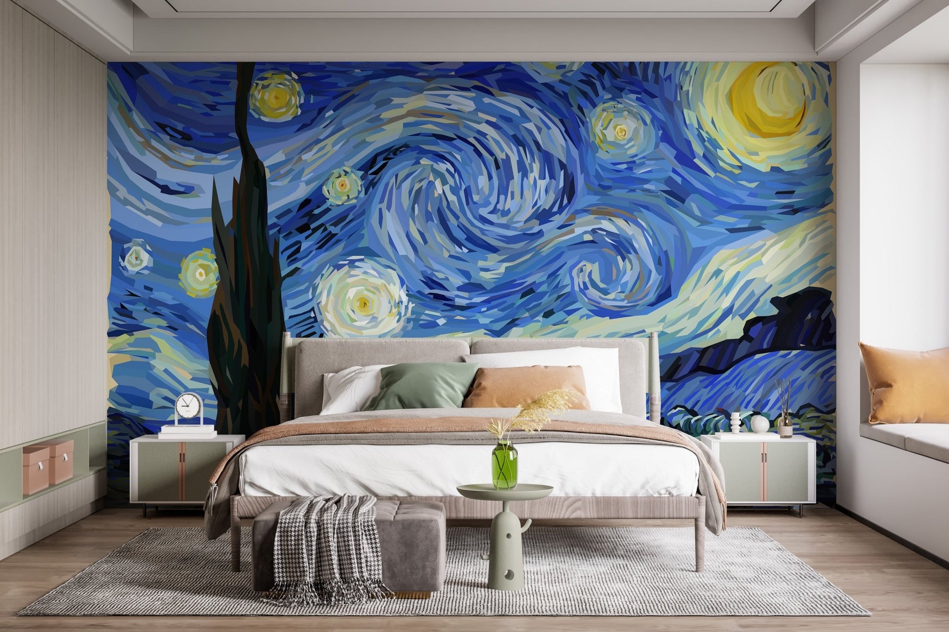 Starry Night Van Gogh Design Wallpaper Mural - Giffywalls A260