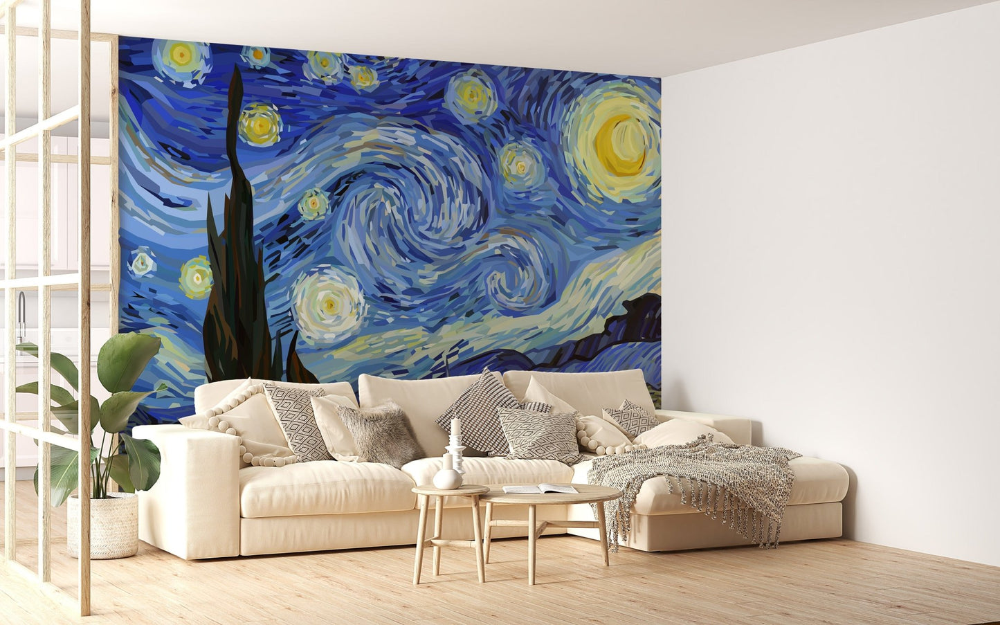 Starry Night Van Gogh Design Wallpaper Mural - Giffywalls A260