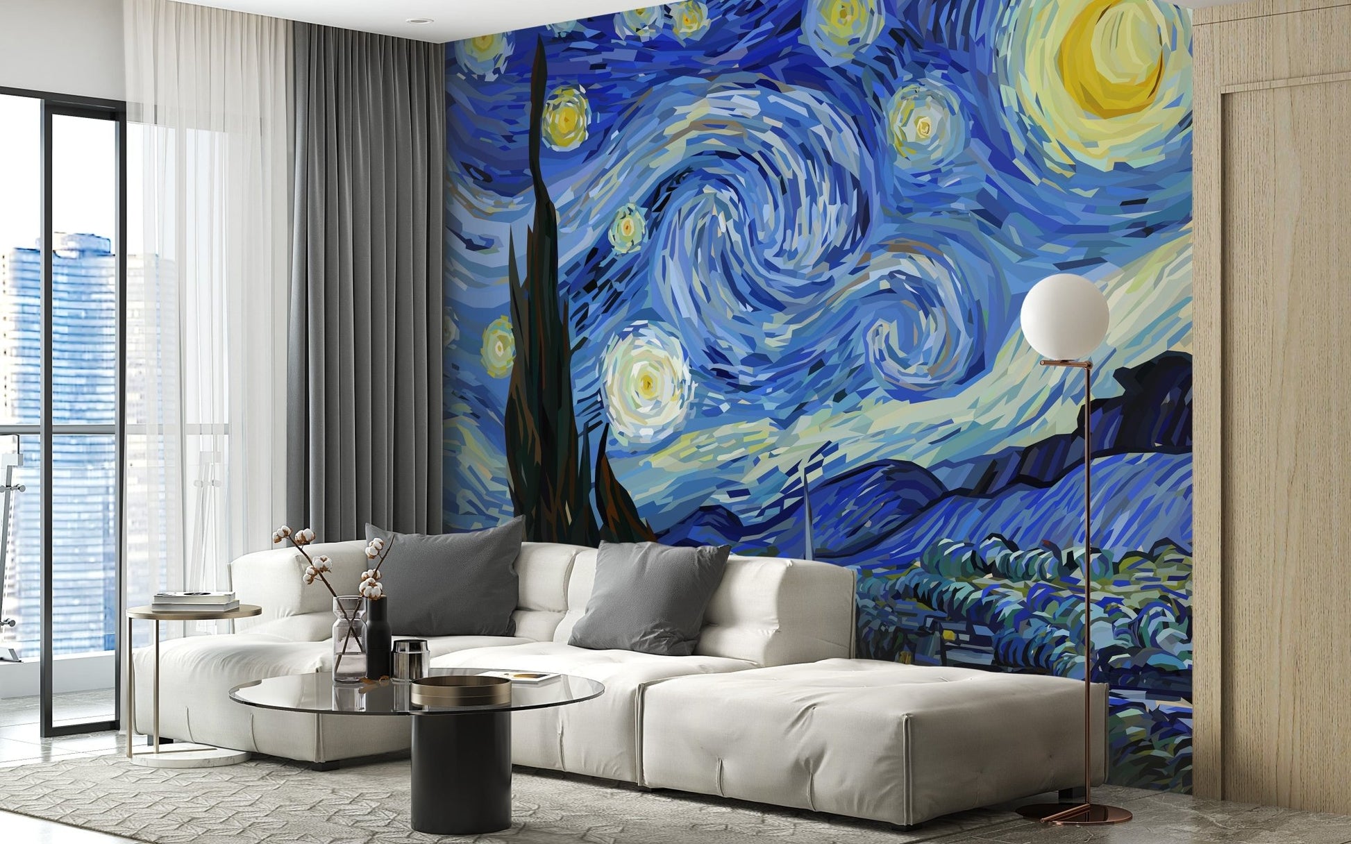 Starry Night Van Gogh Design Wallpaper Mural - Giffywalls A260