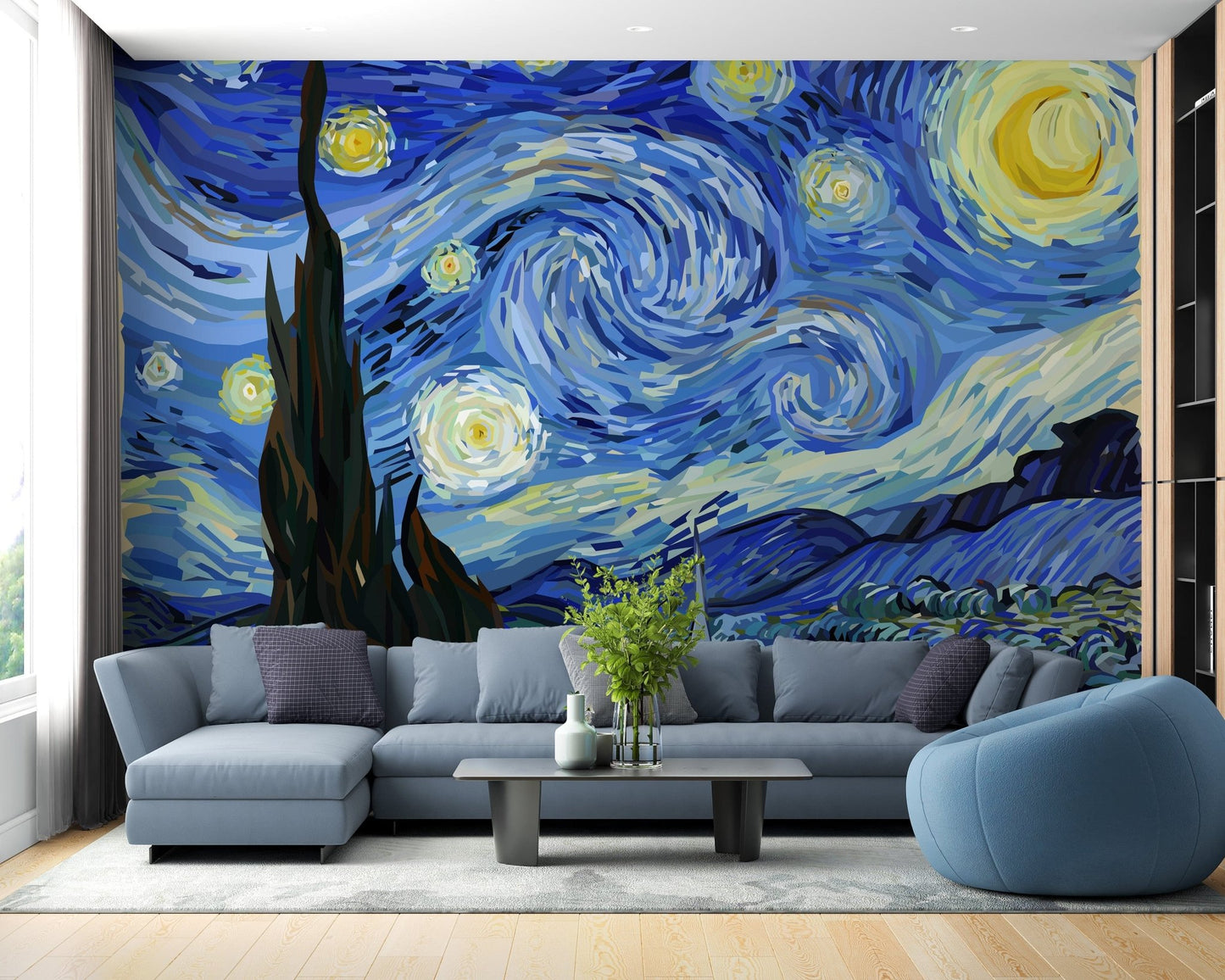 Starry Night Van Gogh Design Wallpaper Mural - Giffywalls A260