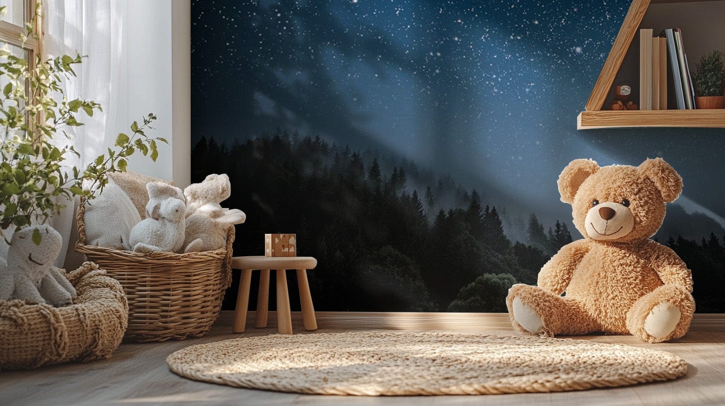 Enchanting Starry Night Wall Mural  Design mountain-03