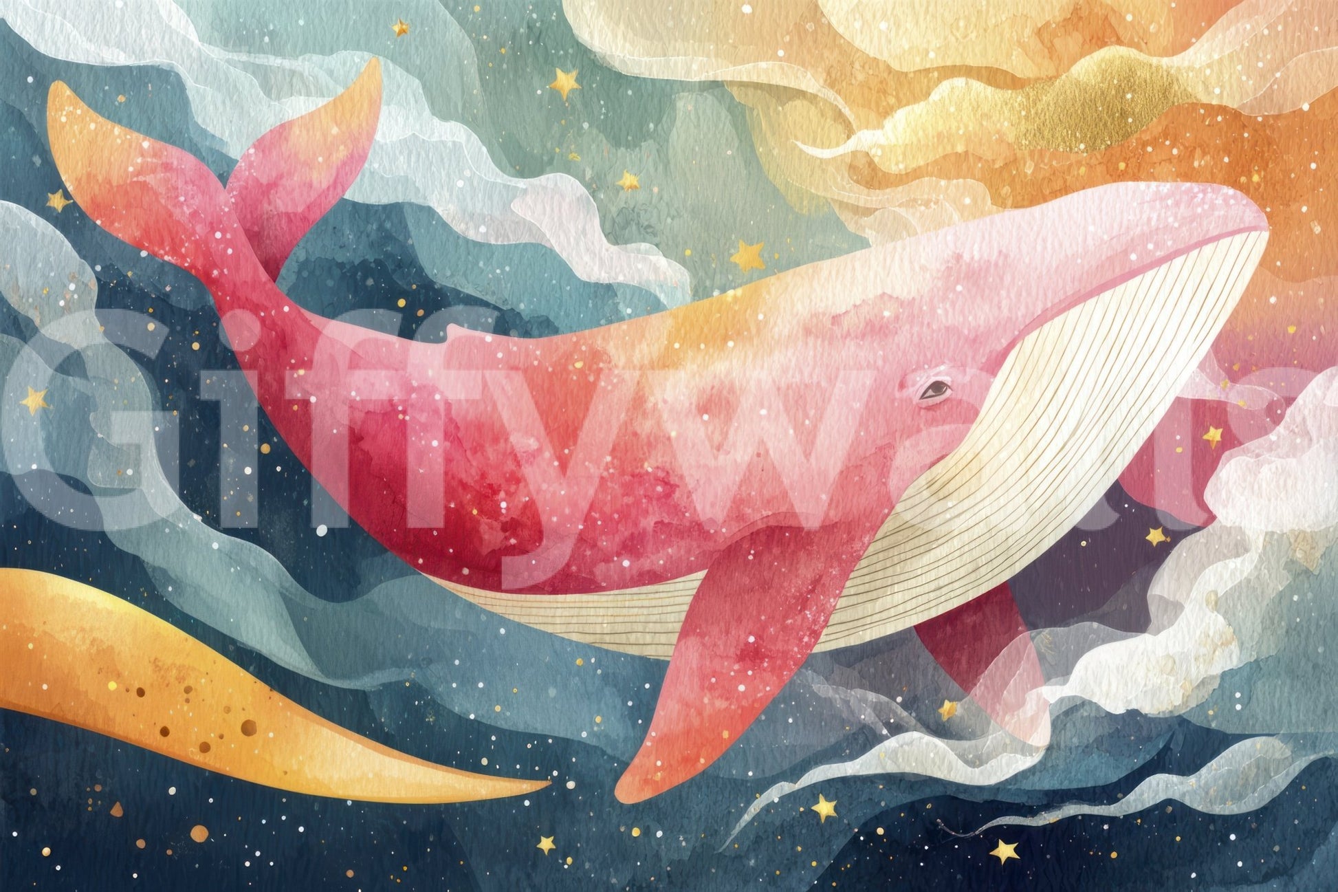 Whimsical wallpaper mural for walls with ocean theme, GD1125