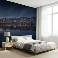 A peaceful modern abstract mural on decorative wallpaper., GD5824