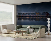 A graceful subtle pattern wall mural in cool, tranquil tones., GD5824