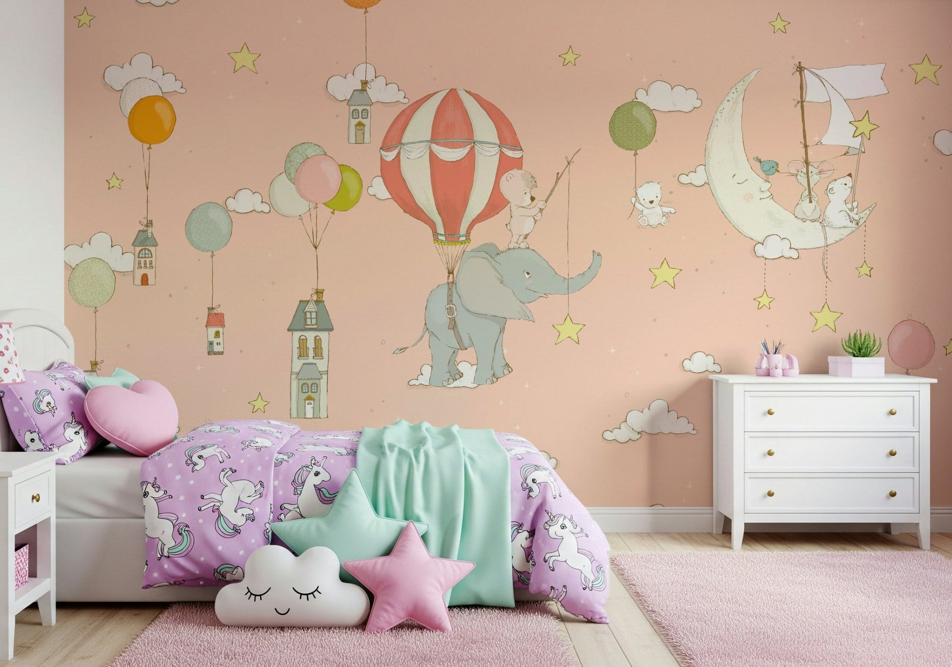 A serene celestial scene wall mural for your decor.