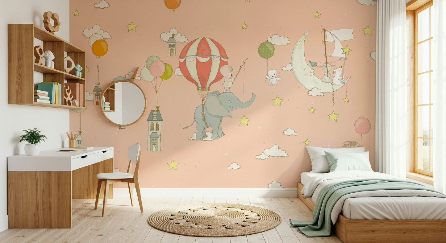 A beautiful modern art wall mural of a nebula.