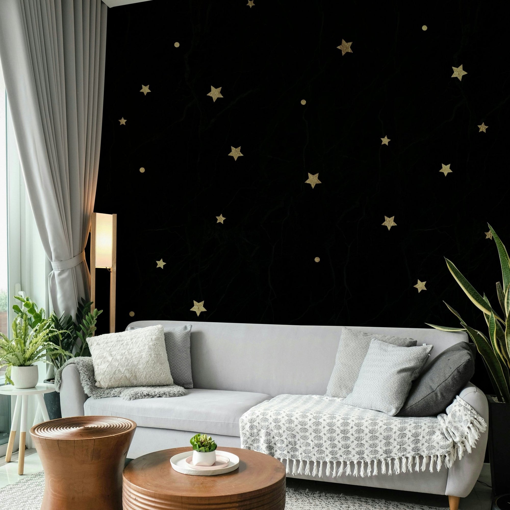 Stars on black night mural wallpaper, GD2498