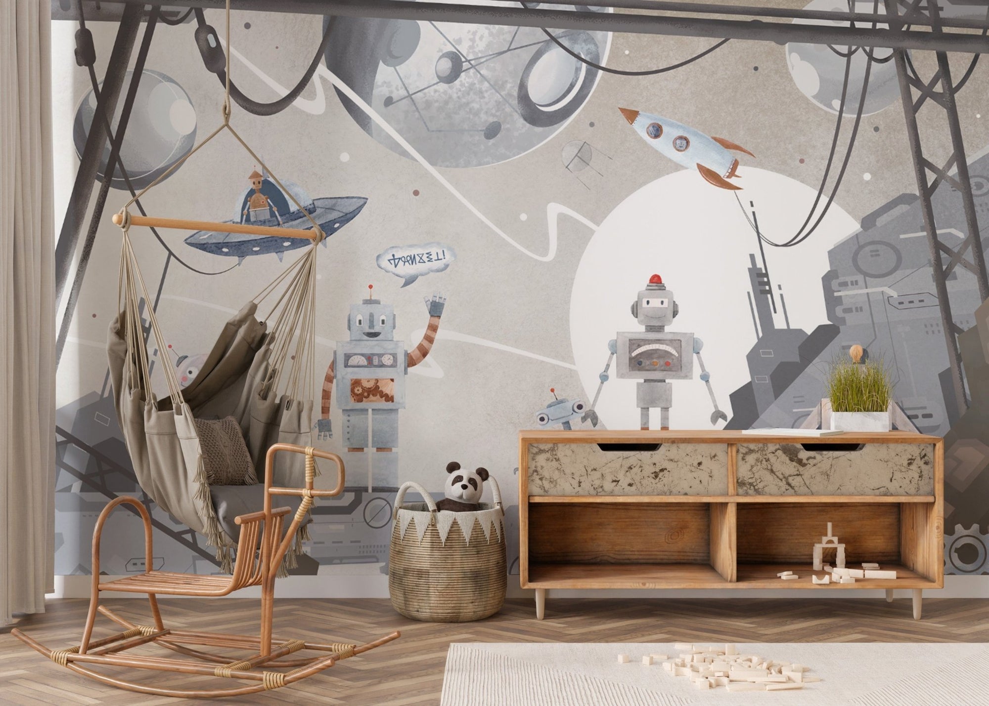 Space Robot Adventure Wall Mural, B595