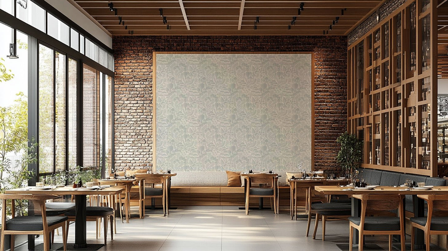 Vintage mushroom forest pattern for walls

