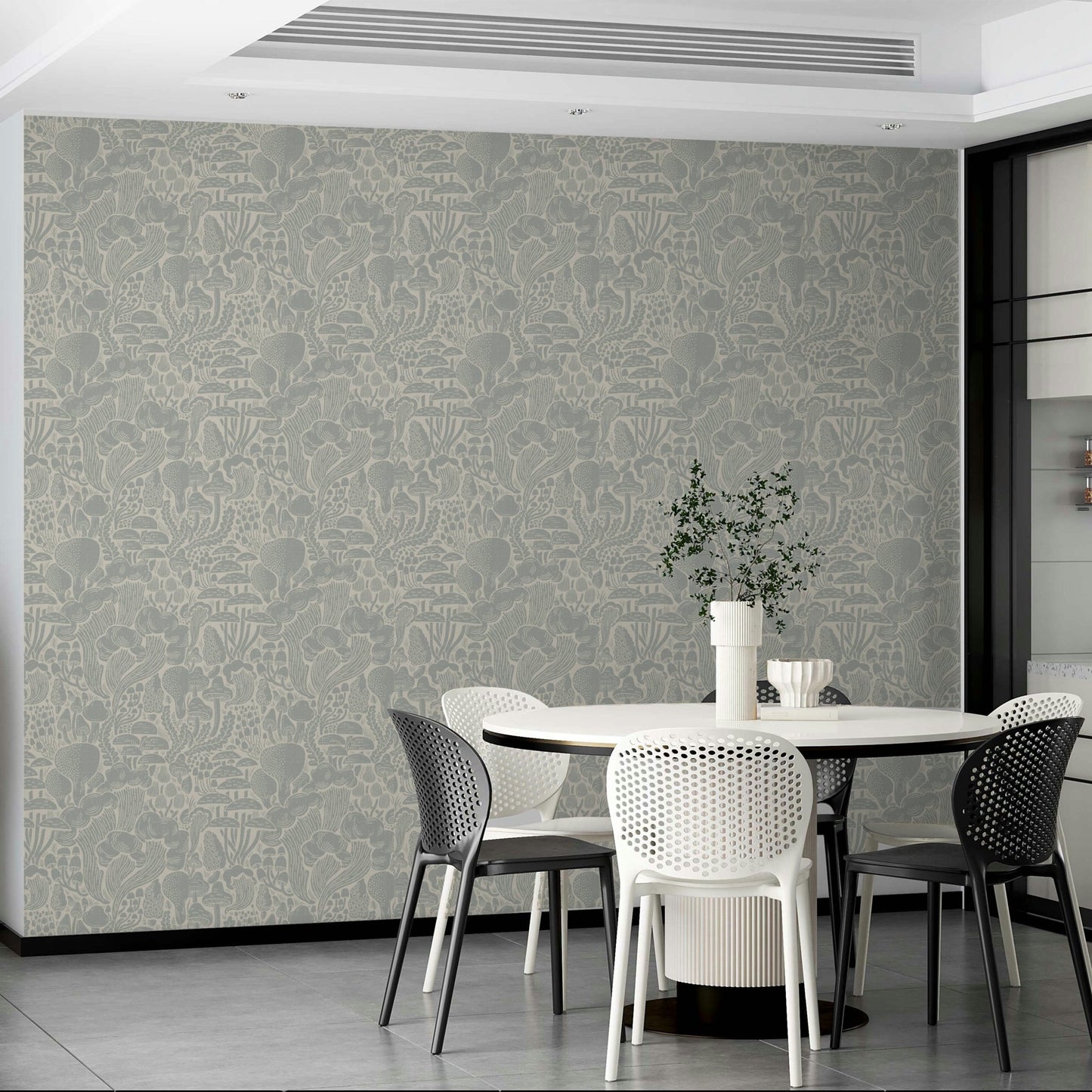 Botanical forest fungi silhouette wall art

