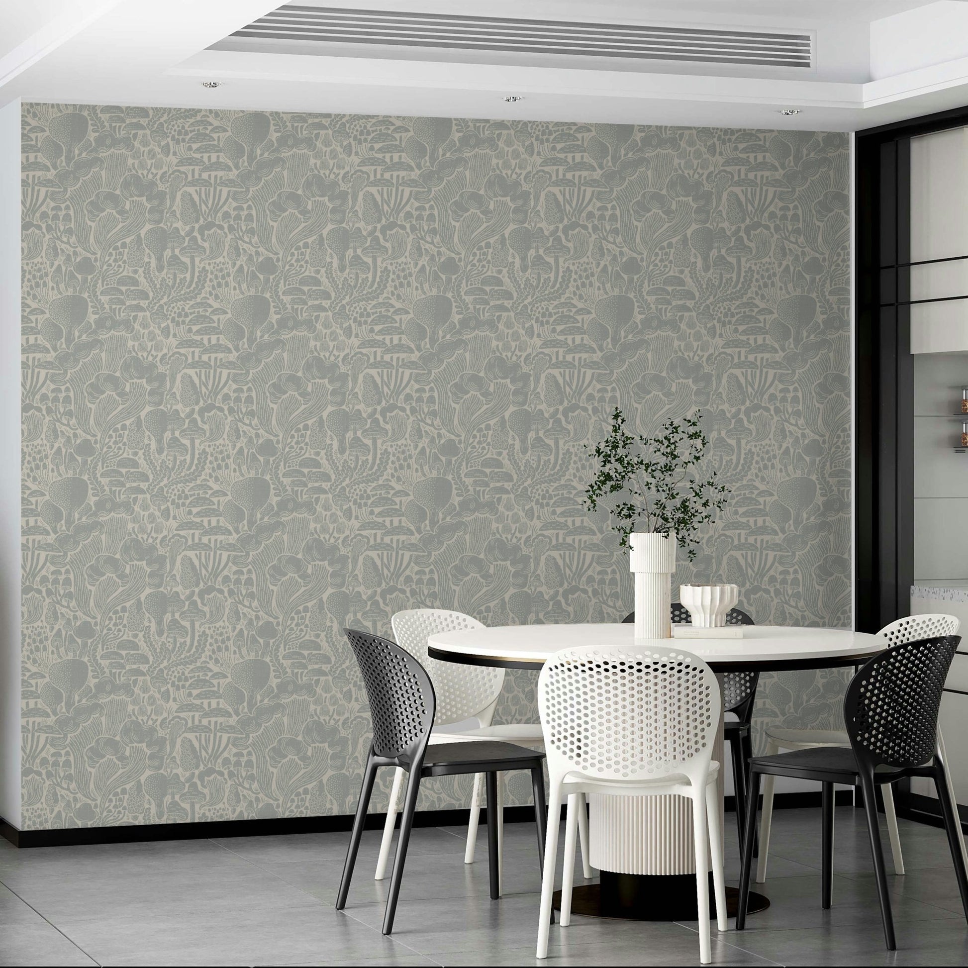 Botanical forest fungi silhouette wall art


