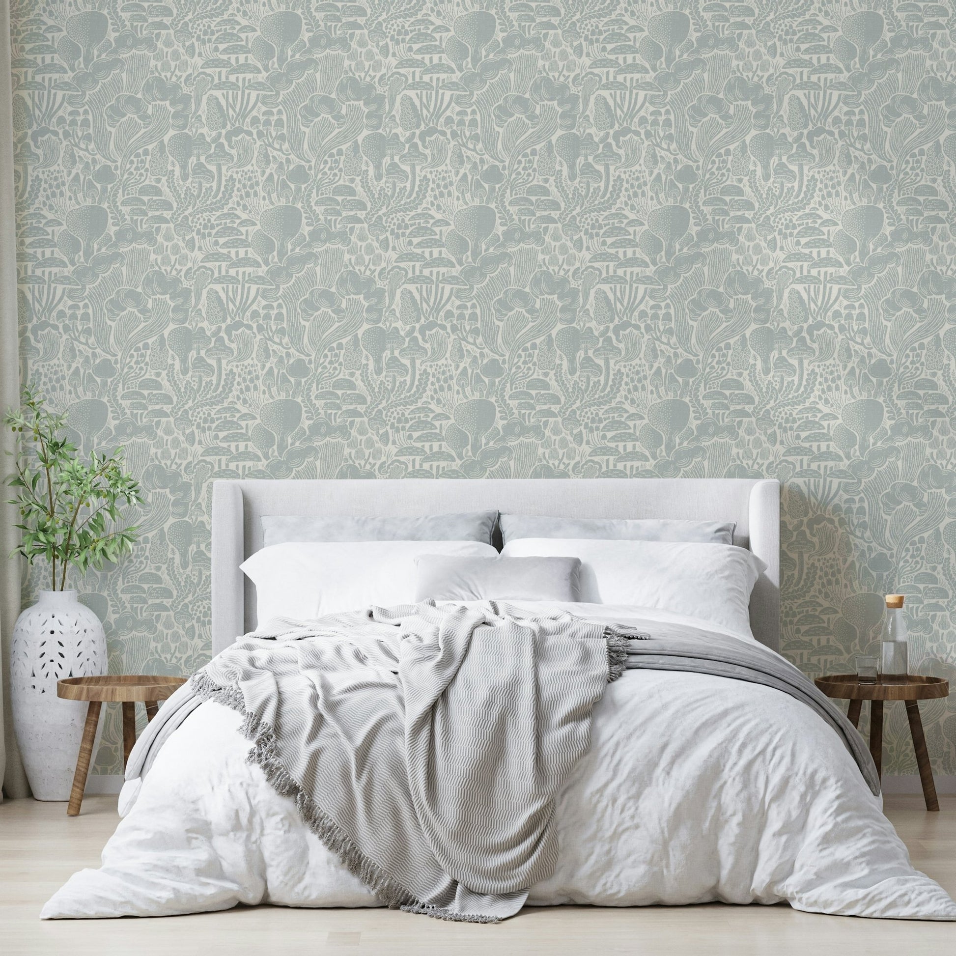 Nature-inspired fungi silhouettes wallpaper

