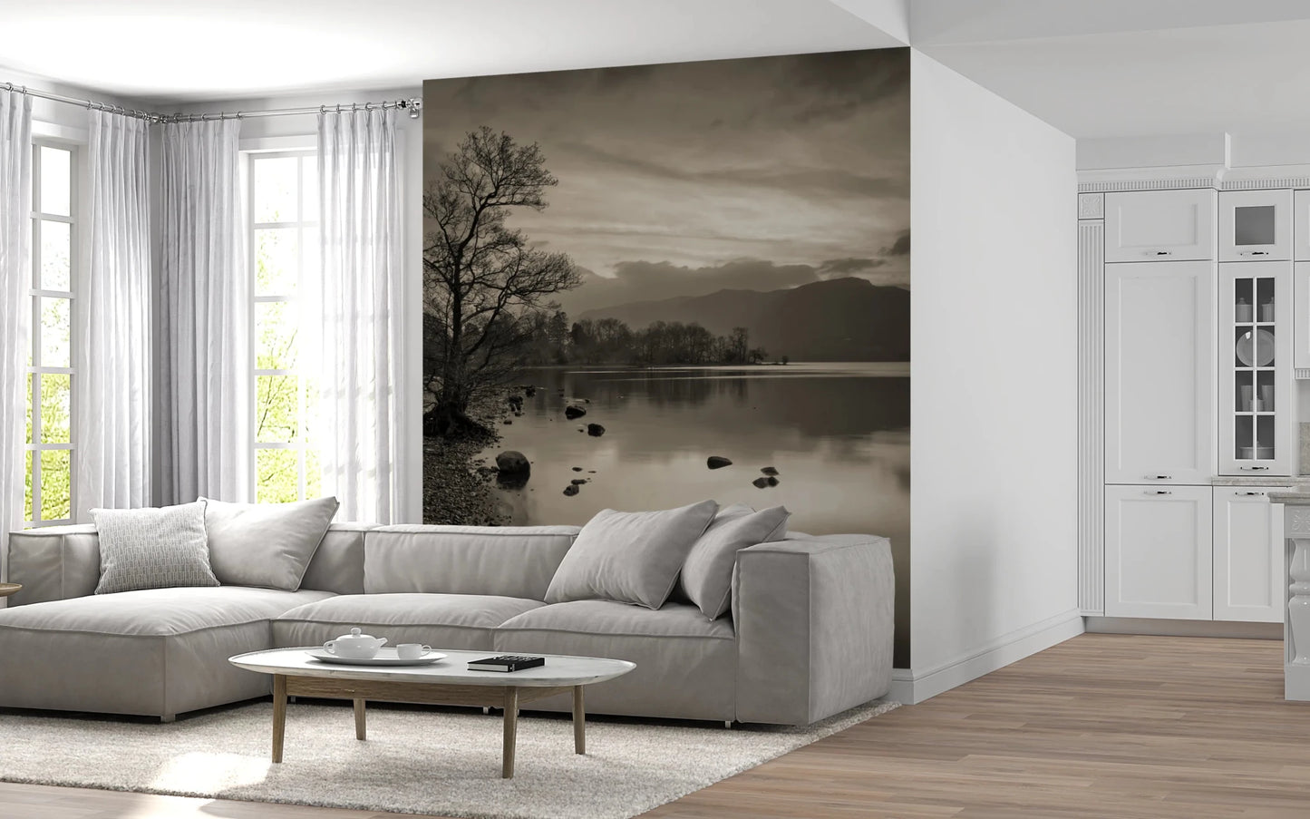 Still Lake at Dusk Wall Mural