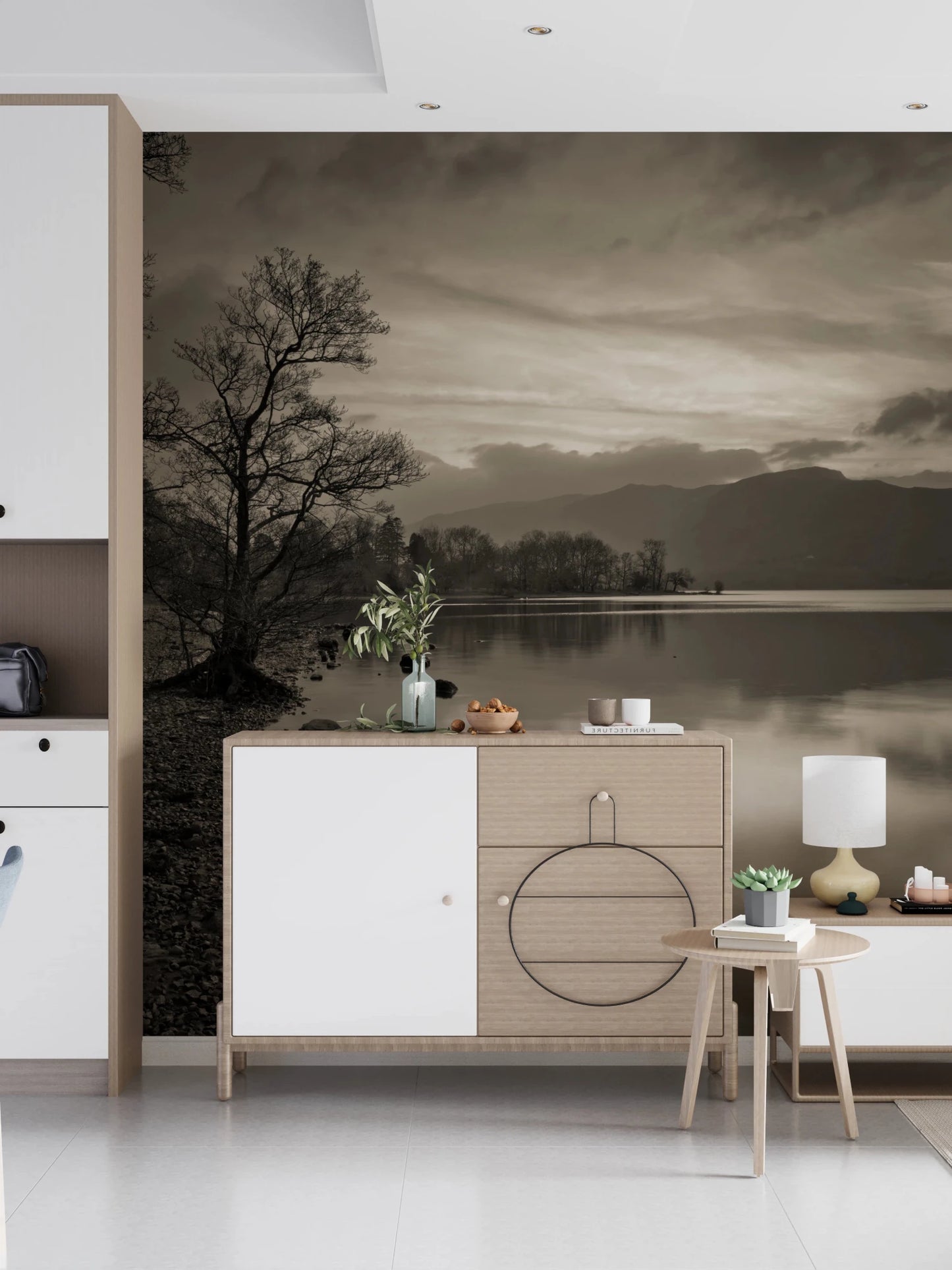 Still Lake at Dusk Wall Mural