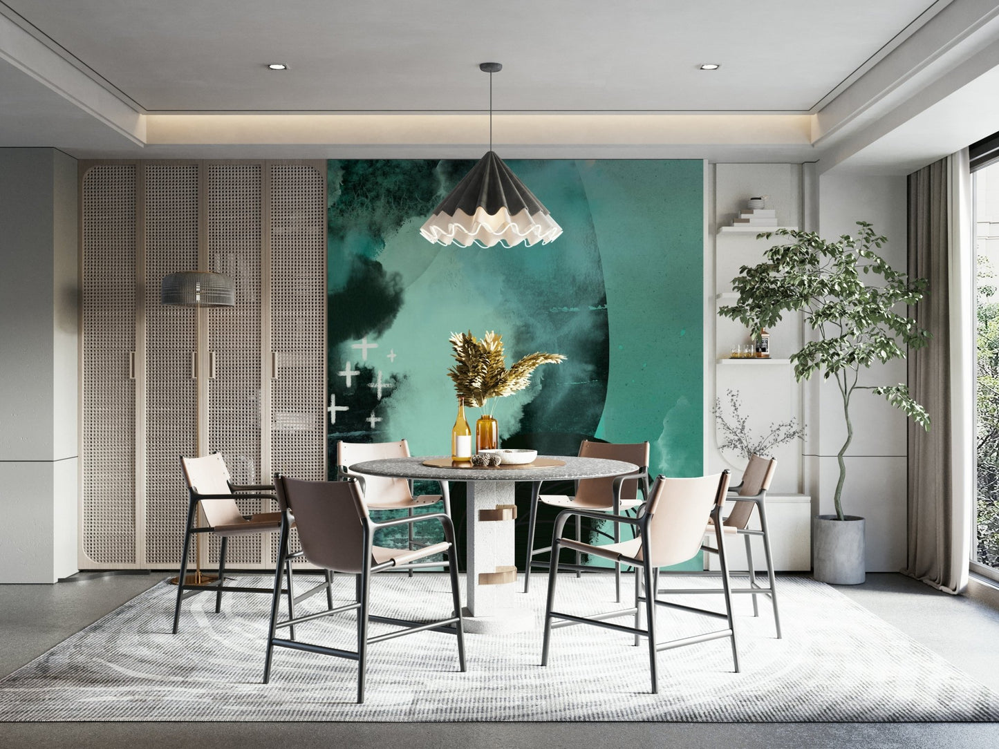 Calm tones mural with smooth texture

