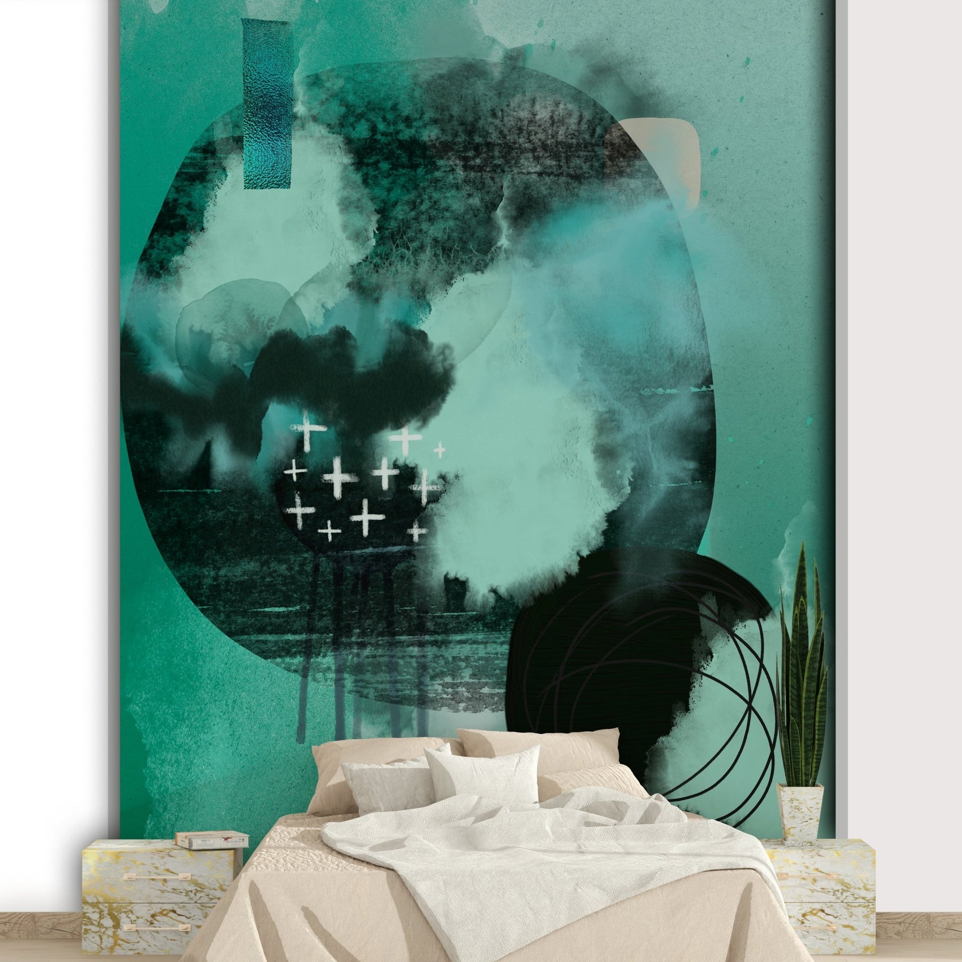 Subtle gradient mural in muted colors

