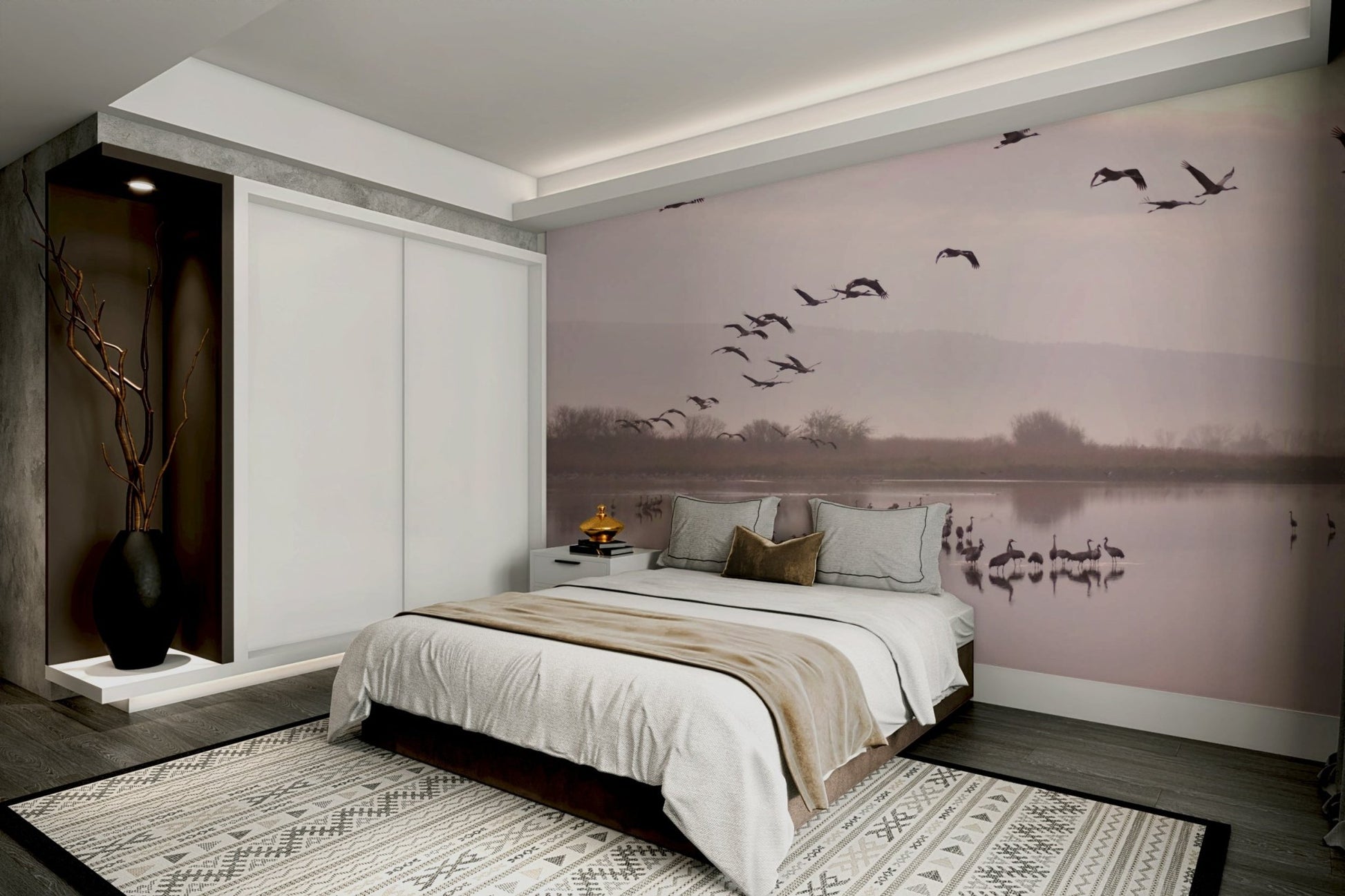 Still lake and sky wallcovering
