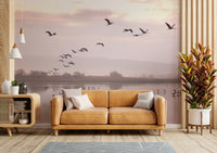 Picture of Still Waters, Flying Cranes Wall Mural
