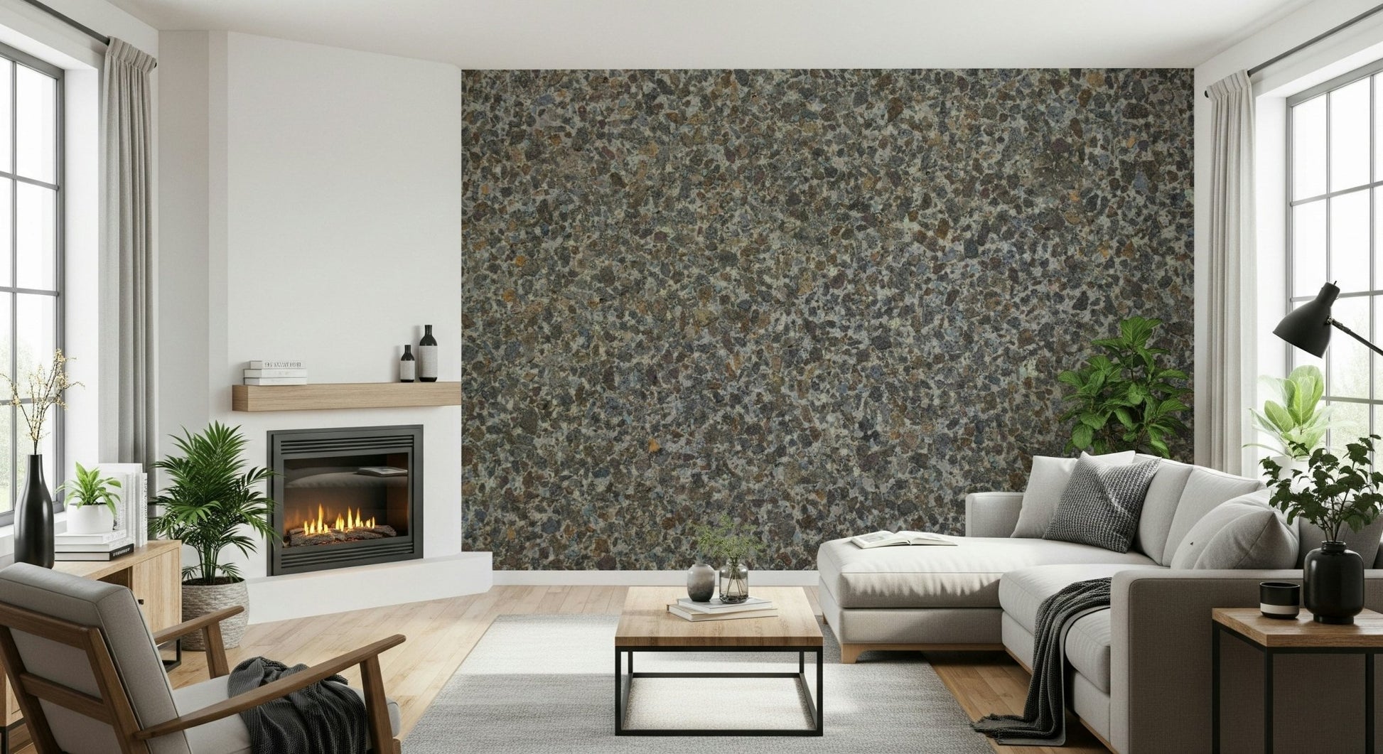 Detail shot of the stone aggregate texture mural., GD6052