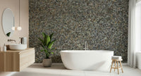 Bedroom accent wall with stone aggregate wallpaper., GD6052