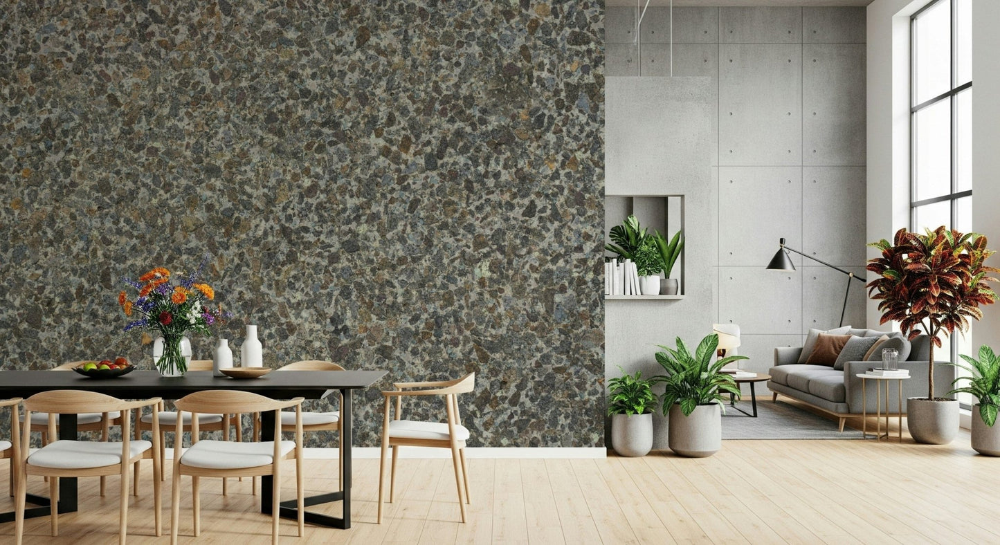 Stone aggregate wallpaper in a sleek hallway., GD6052