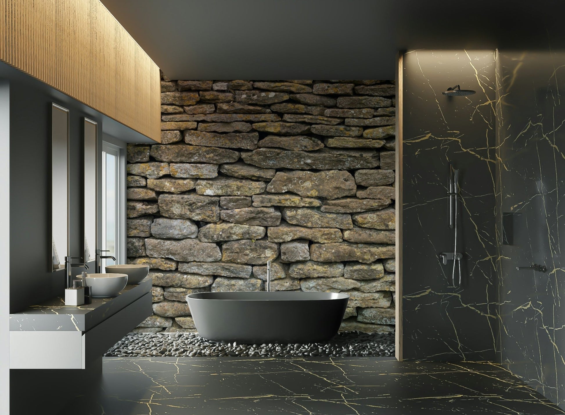 Wall decor creating a rustic or industrial feel.

