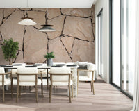 Entryway accent wall with the textured Stone Cladding peel and stick wallpaper., GD6150