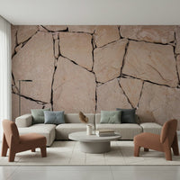 Bedroom with Stone Cladding Texture realistic stone mural accent., GD6150
