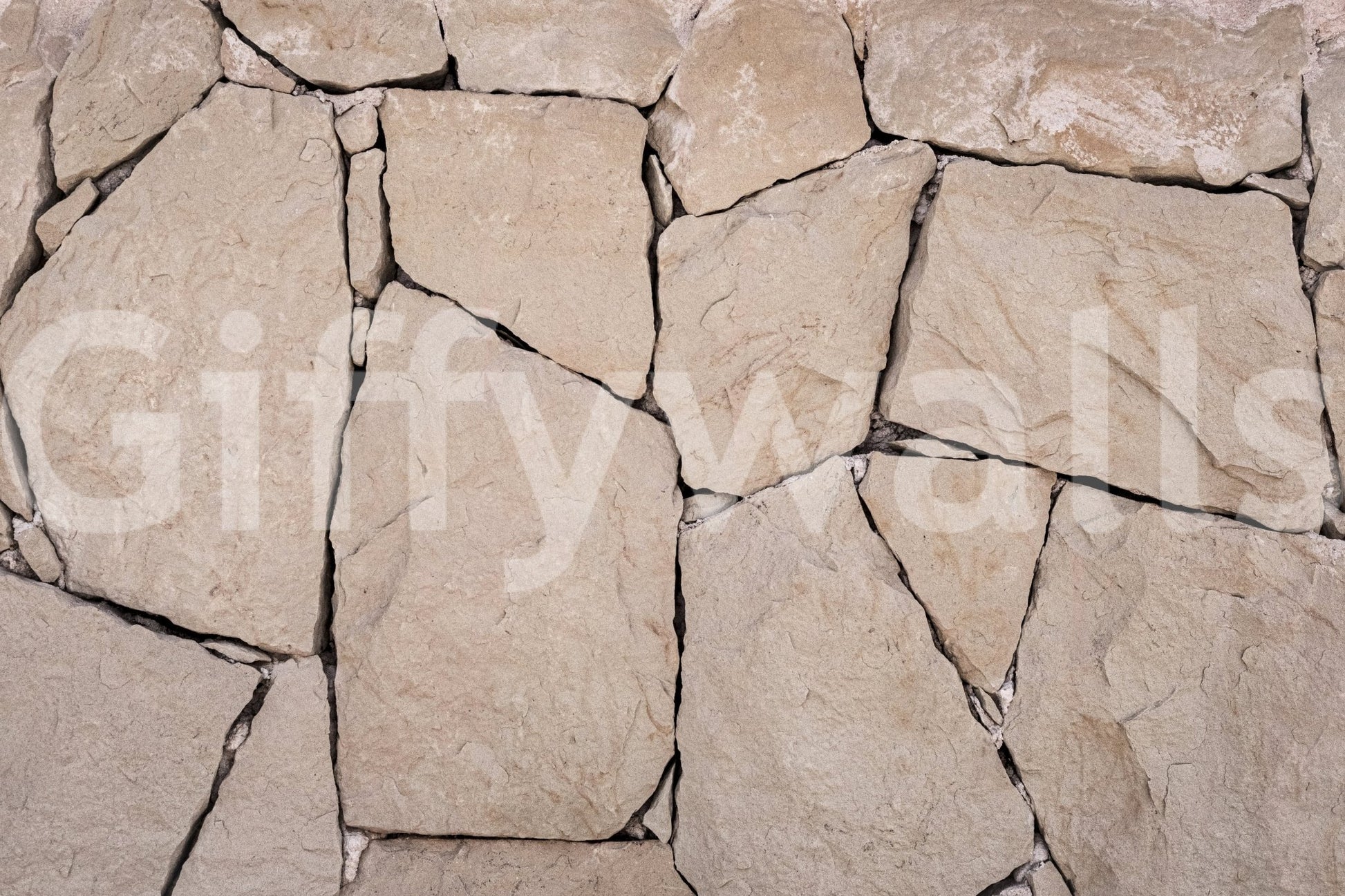 Layered stone cladding pattern in a chic, rustic-modern living space mural., GD6150