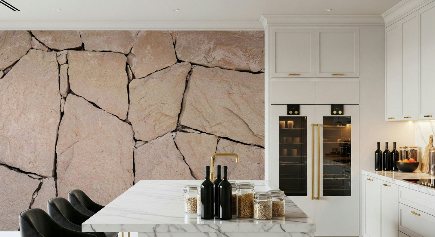 Full wall view of the complete realistic cladding Wall Mural design., GD6150