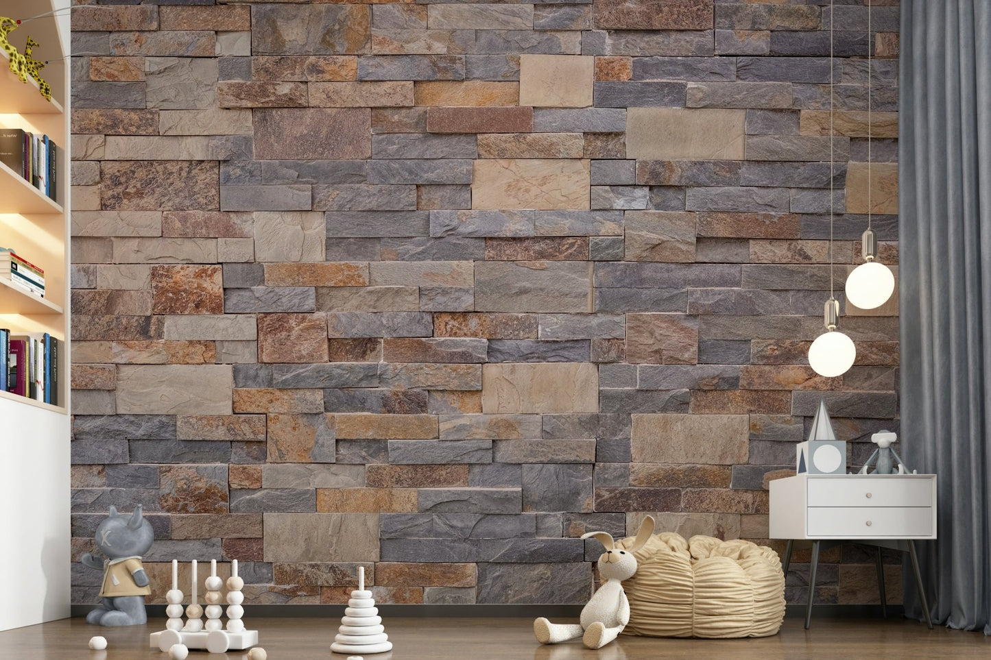 Authentic stacked stone look with Stone Cladding Wall Mural.