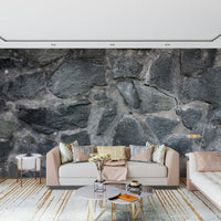 Rough-cut stone look wallpaper for walls close-up.
