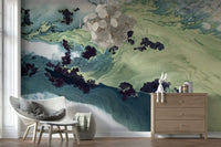 An artistic minimalist form mural for home decor.