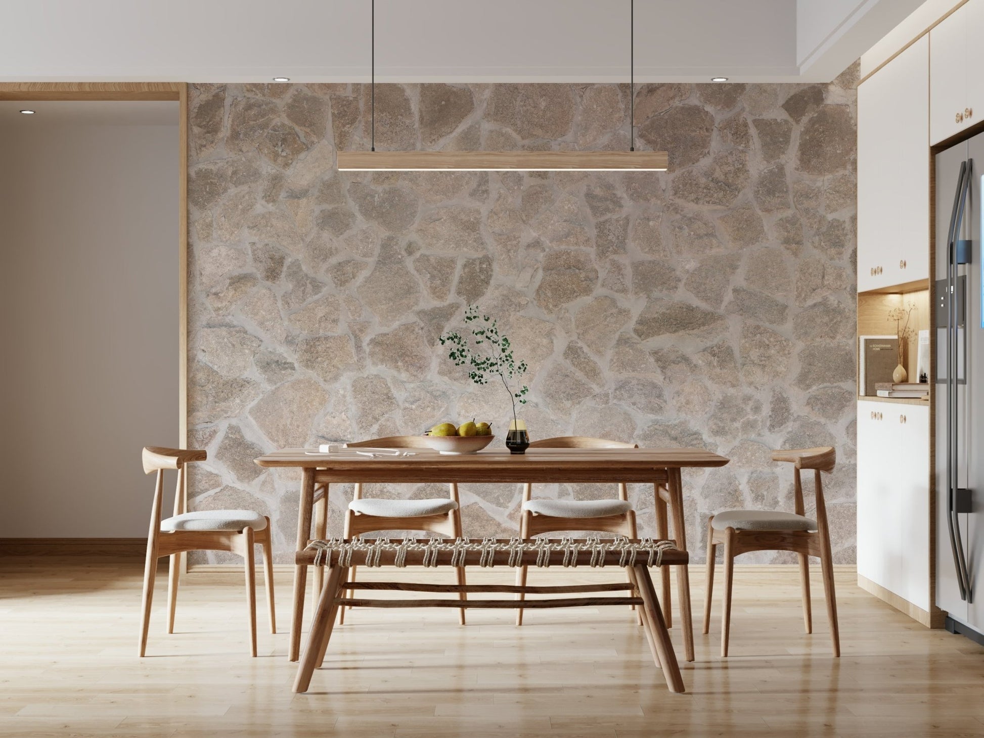 Tiled pattern of the stone mosaic wall mural.