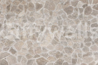 Sophisticated bedroom with stone mosaic wall mural.